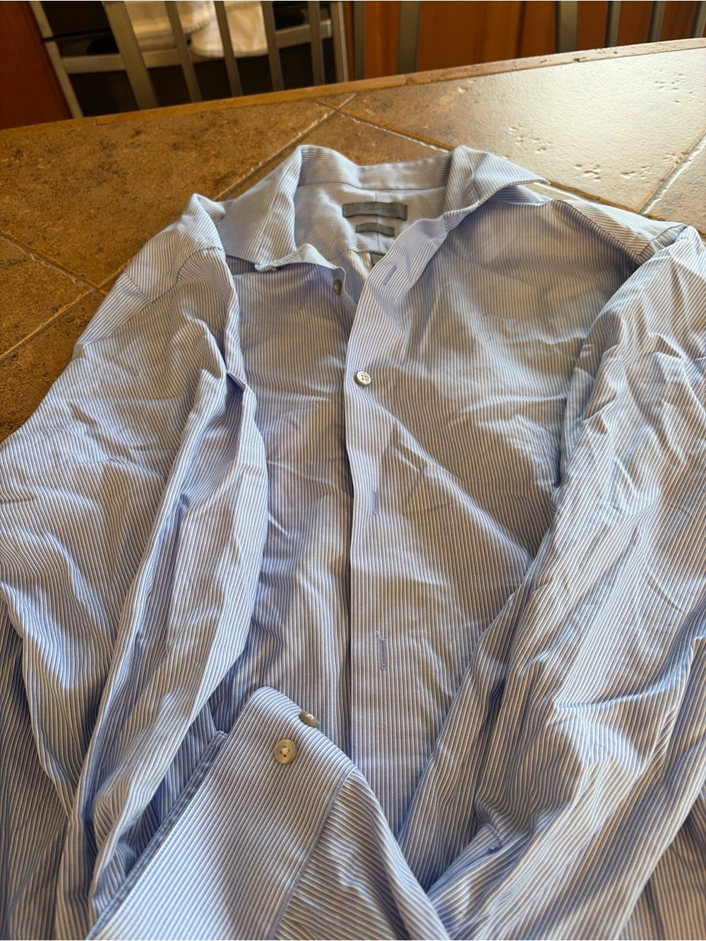Calvin Klein Light Blue Pinstripe Dress Shirt